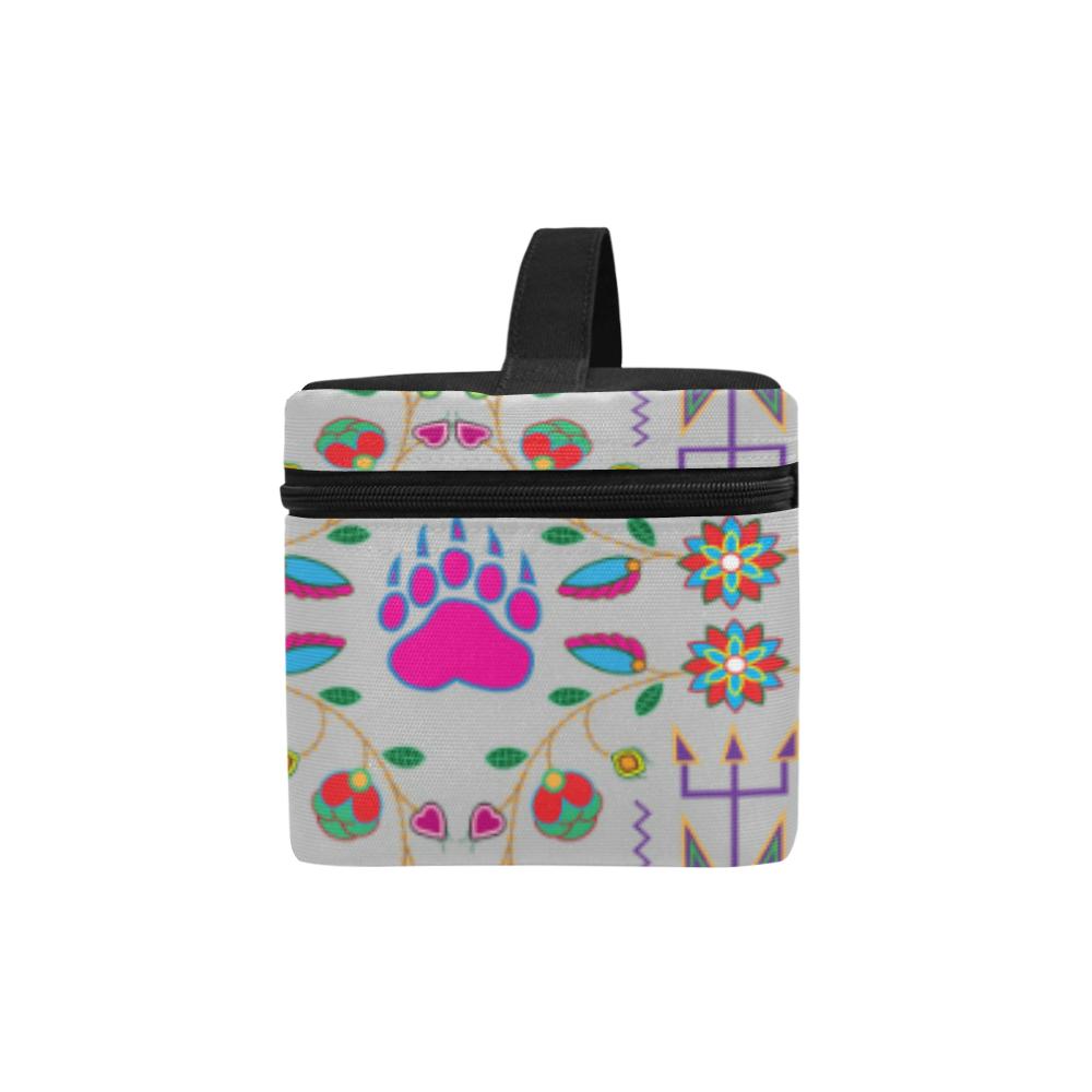 Geometric Floral Fall - Gray Cosmetic Bag/Large (Model 1658) Cosmetic Bag e-joyer