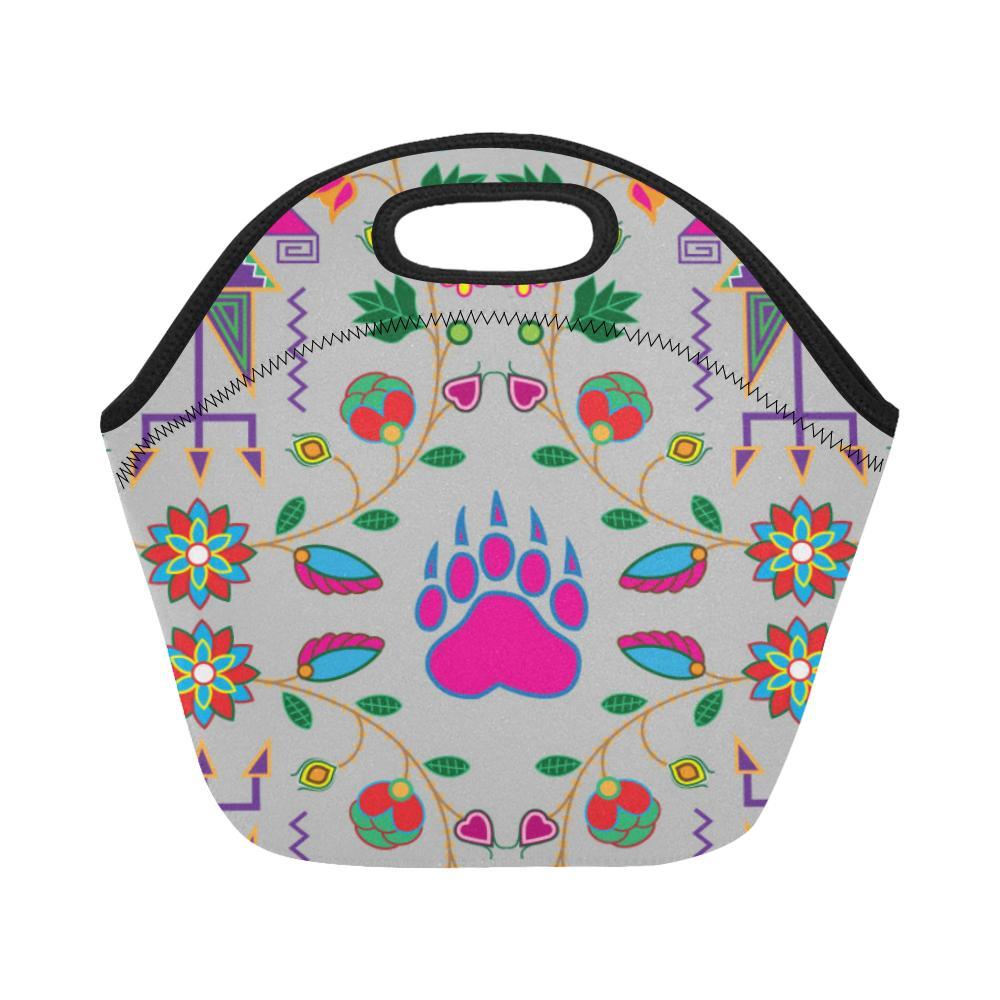 Geometric Floral Fall-Gray Neoprene Lunch Bag/Small (Model 1669) Neoprene Lunch Bag/Small (1669) e-joyer