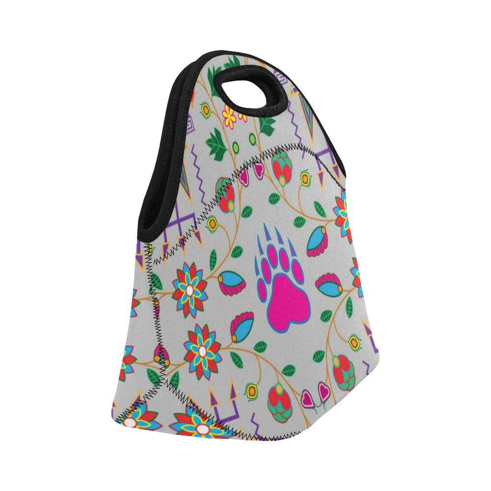 Geometric Floral Fall-Gray Neoprene Lunch Bag/Small (Model 1669) Neoprene Lunch Bag/Small (1669) e-joyer