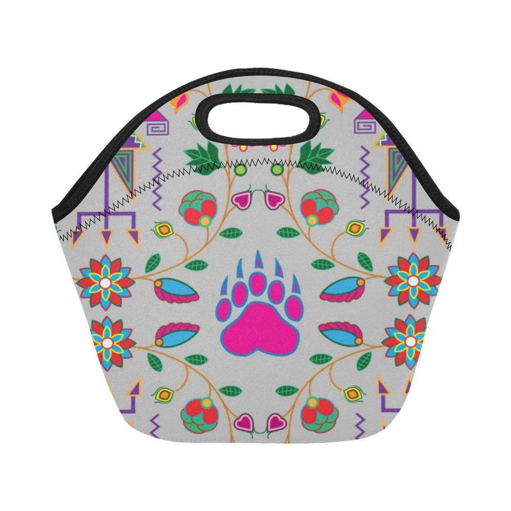 Geometric Floral Fall-Gray Neoprene Lunch Bag/Small (Model 1669) Neoprene Lunch Bag/Small (1669) e-joyer