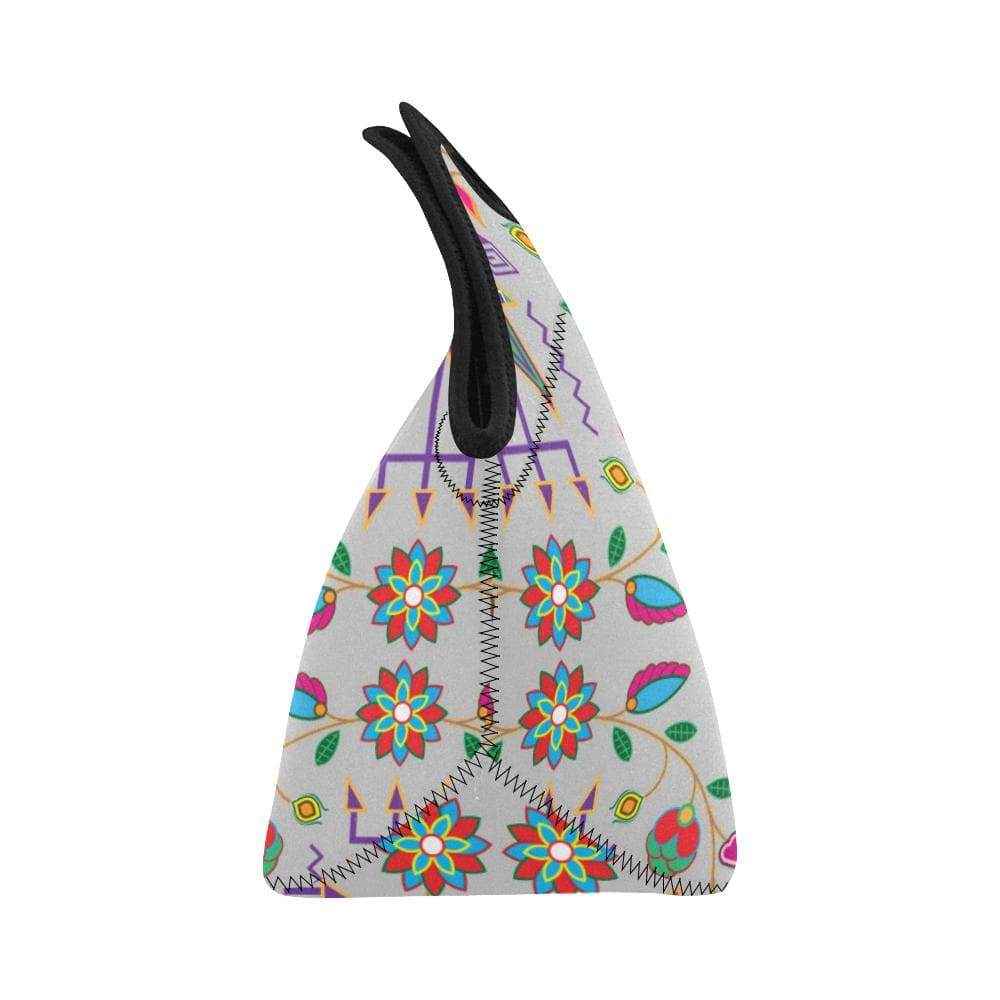 Geometric Floral Fall-Gray Neoprene Lunch Bag/Small (Model 1669) Neoprene Lunch Bag/Small (1669) e-joyer