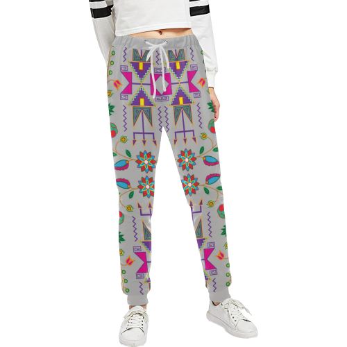 Geometric Floral Fall-Gray Women's All Over Print Sweatpants (Model L11) Women's All Over Print Sweatpants (L11) e-joyer