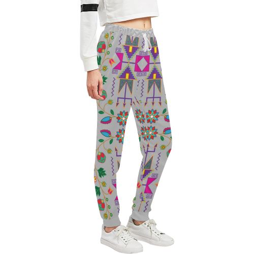Geometric Floral Fall-Gray Women's All Over Print Sweatpants (Model L11) Women's All Over Print Sweatpants (L11) e-joyer