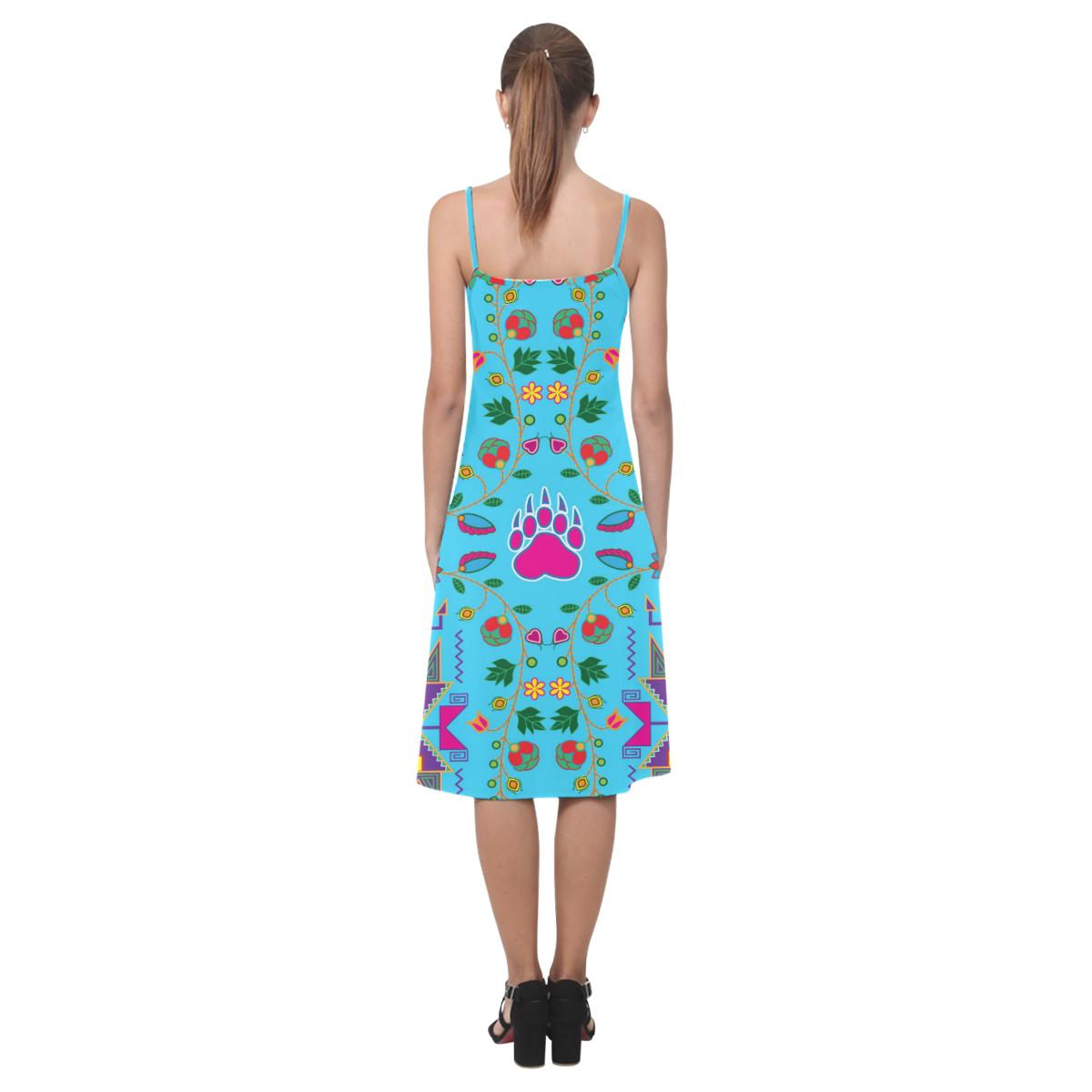 Geometric Floral Fall - Sky Blue Alcestis Slip Dress (Model D05) Alcestis Slip Dress (D05) e-joyer