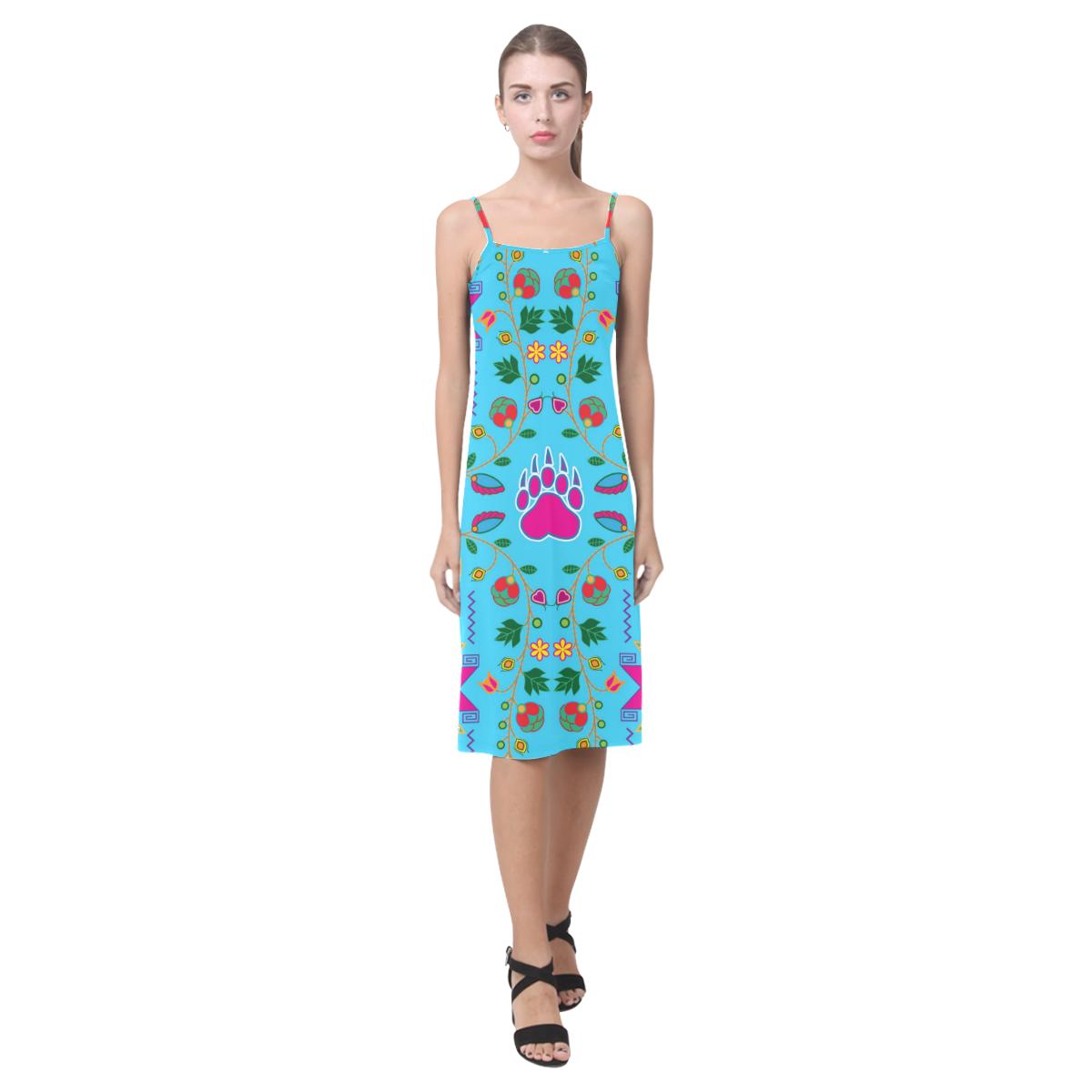 Geometric Floral Fall - Sky Blue Alcestis Slip Dress (Model D05) Alcestis Slip Dress (D05) e-joyer