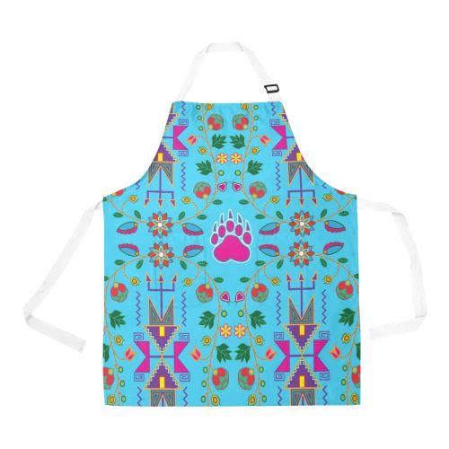 Geometric Floral Fall Sky Blue All Over Print Apron All Over Print Apron e-joyer