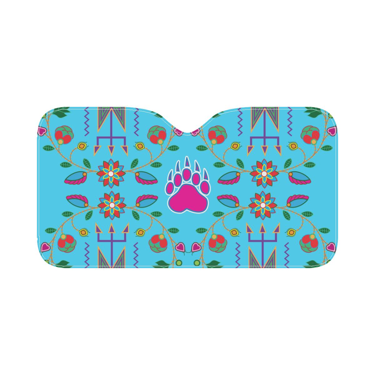 Geometric Floral Fall-Sky Blue Car Sun Shade 55"x30" Car Sun Shade e-joyer