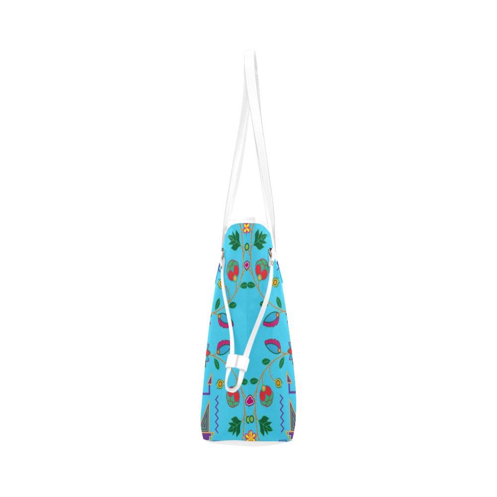 Geometric Floral Fall - Sky Blue Clover Canvas Tote Bag (Model 1661) Clover Canvas Tote Bag (1661) e-joyer