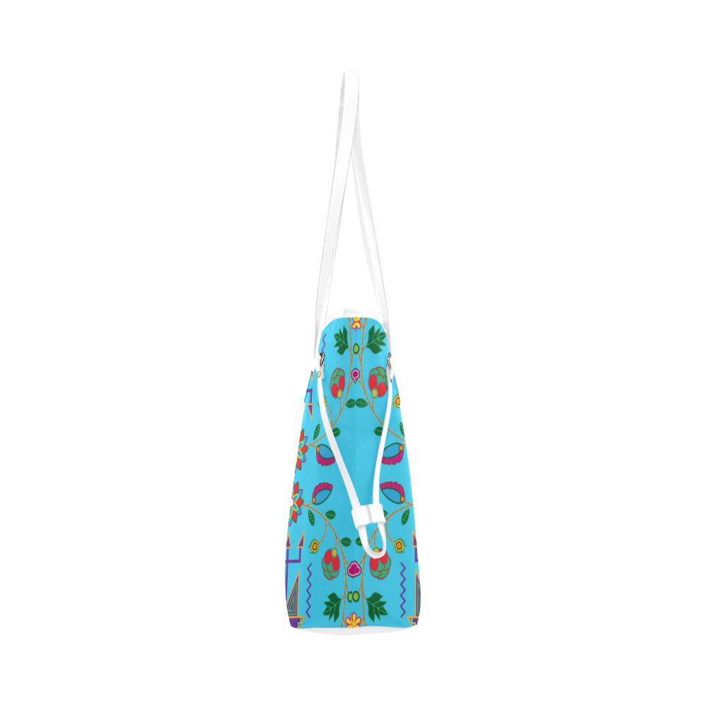 Geometric Floral Fall - Sky Blue Clover Canvas Tote Bag (Model 1661) Clover Canvas Tote Bag (1661) e-joyer