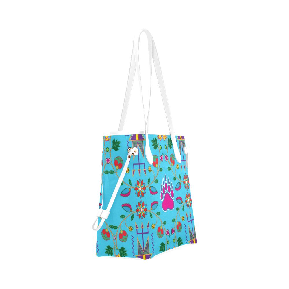 Geometric Floral Fall - Sky Blue Clover Canvas Tote Bag (Model 1661) Clover Canvas Tote Bag (1661) e-joyer
