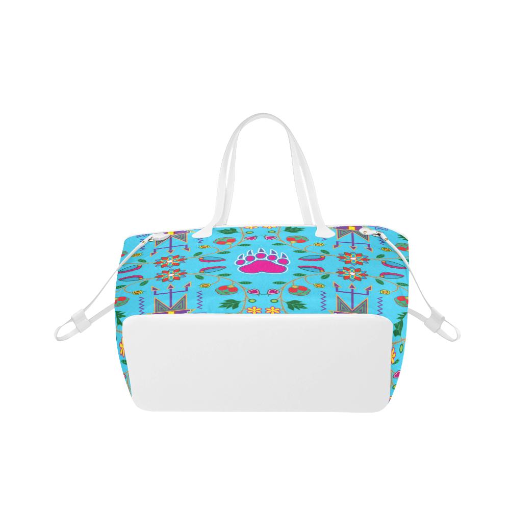 Geometric Floral Fall - Sky Blue Clover Canvas Tote Bag (Model 1661) Clover Canvas Tote Bag (1661) e-joyer