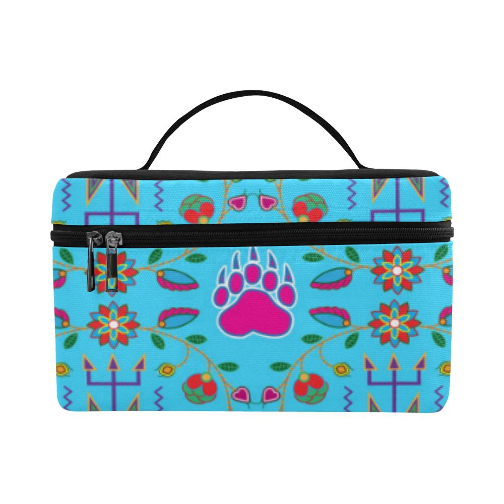 Geometric Floral Fall - Sky Blue Cosmetic Bag/Large (Model 1658) Cosmetic Bag e-joyer