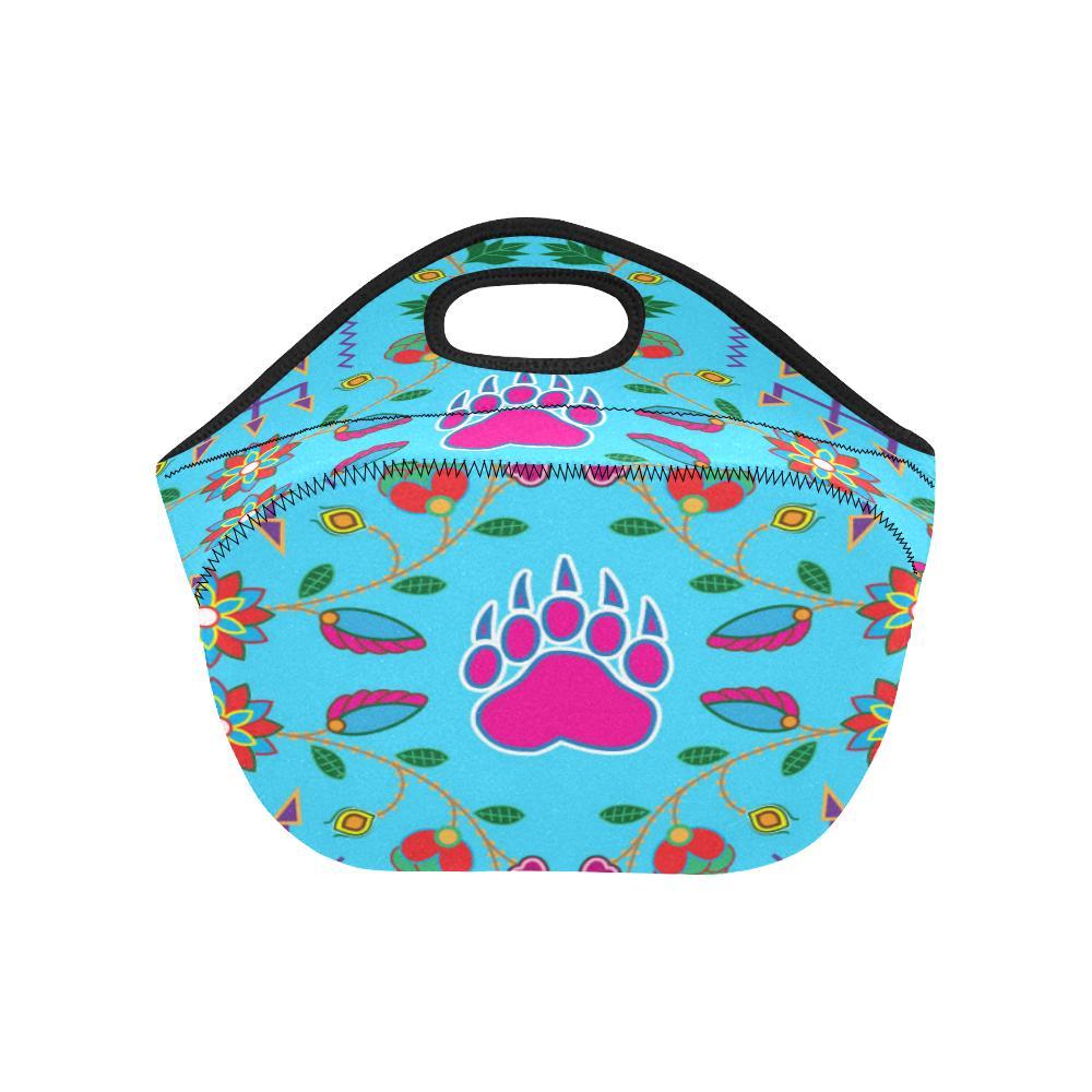 Geometric Floral Fall-Sky Blue Neoprene Lunch Bag/Small (Model 1669) Neoprene Lunch Bag/Small (1669) e-joyer