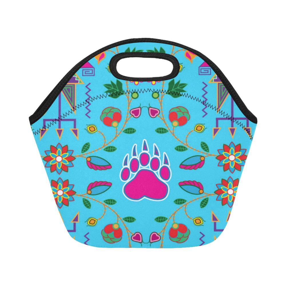 Geometric Floral Fall-Sky Blue Neoprene Lunch Bag/Small (Model 1669) Neoprene Lunch Bag/Small (1669) e-joyer