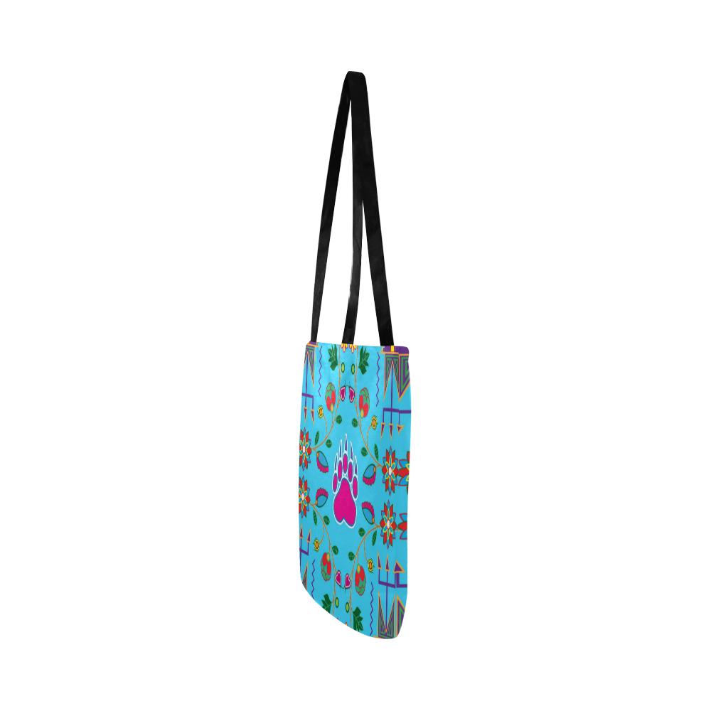 Geometric Floral Fall-Sky Blue Reusable Shopping Bag Model 1660 (Two sides) Shopping Tote Bag (1660) e-joyer