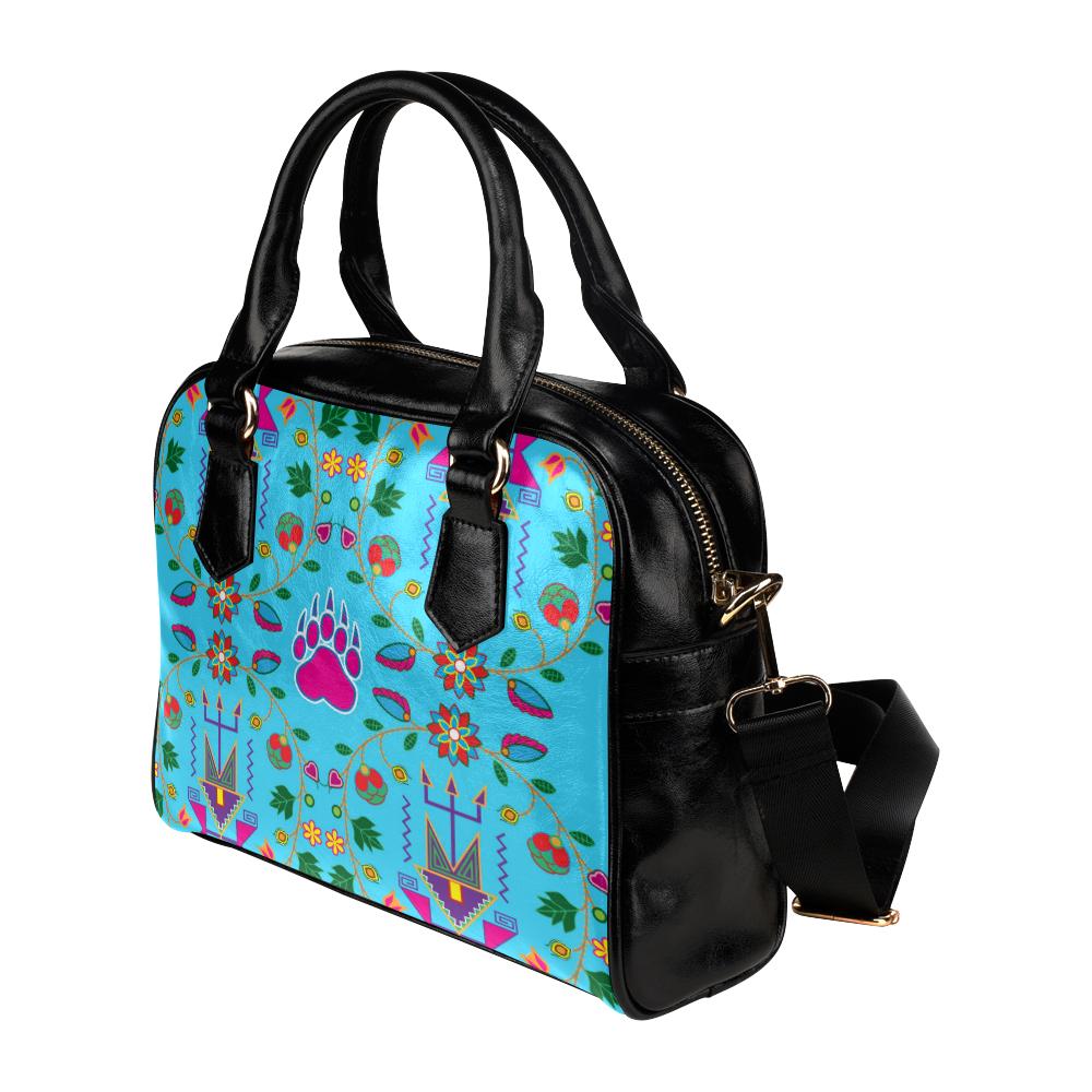 Geometric Floral Fall-Sky Blue Shoulder Handbag (Model 1634) Shoulder Handbags (1634) e-joyer