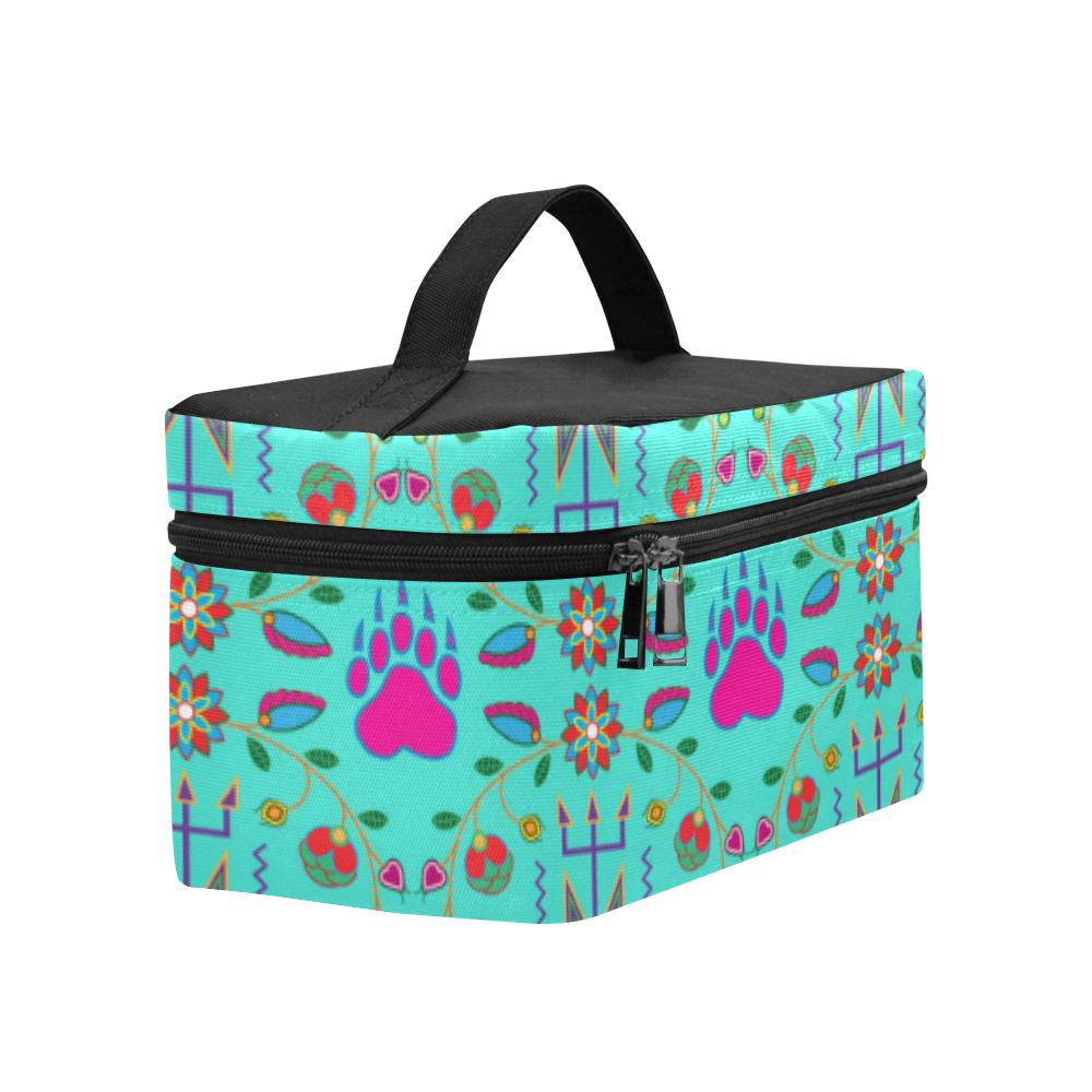 Geometric Floral Fall - Sky Cosmetic Bag/Large (Model 1658) Cosmetic Bag e-joyer