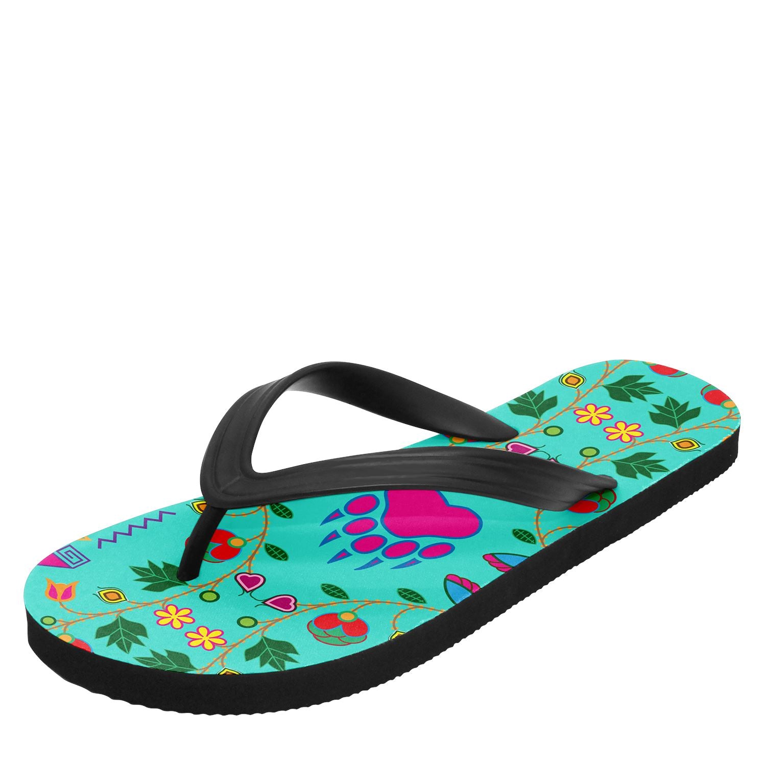 Geometric Floral Fall Sky Flip Flops 49 Dzine