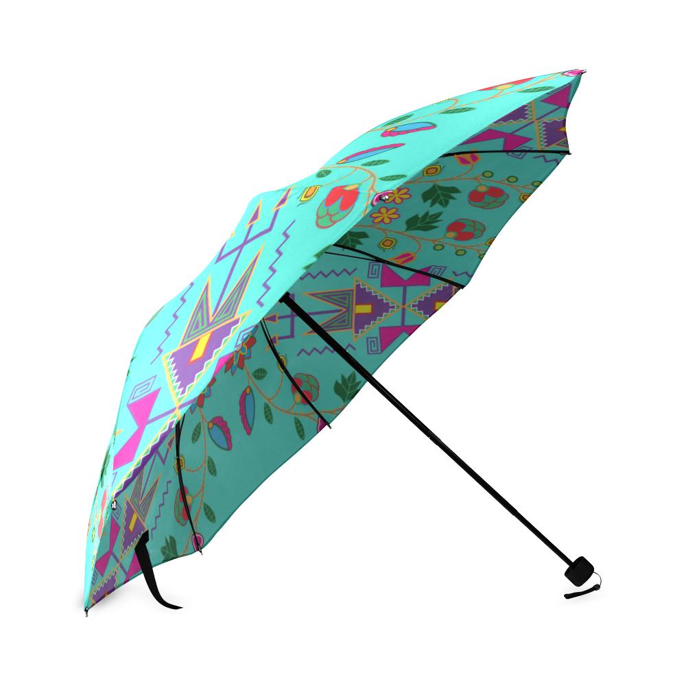 Geometric Floral Fall-Sky Foldable Umbrella Foldable Umbrella e-joyer