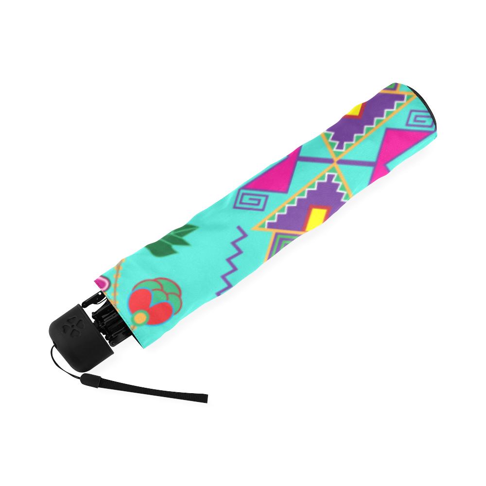 Geometric Floral Fall-Sky Foldable Umbrella Foldable Umbrella e-joyer