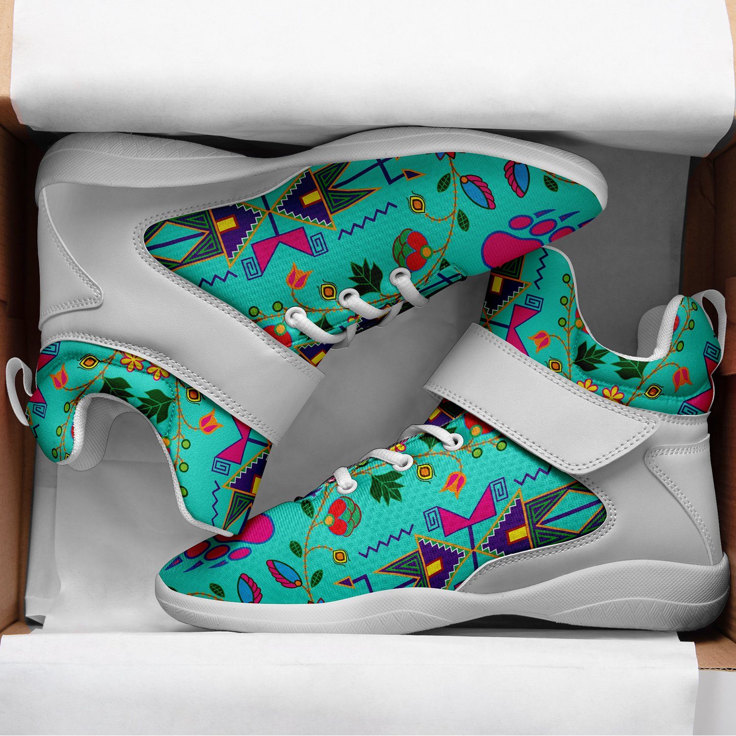 Geometric Floral Fall Sky Ipottaa Basketball / Sport High Top Shoes 49 Dzine