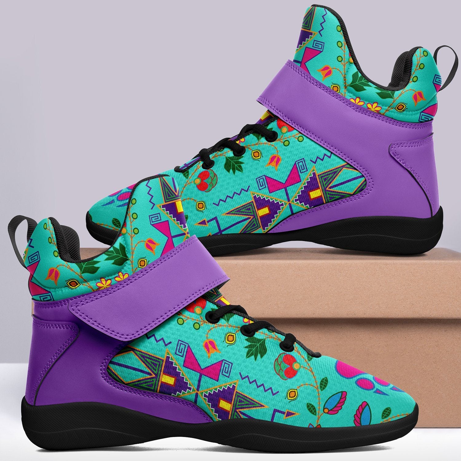Geometric Floral Fall Sky Ipottaa Basketball / Sport High Top Shoes 49 Dzine