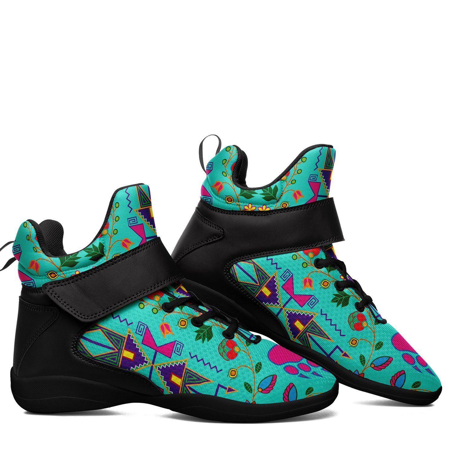 Geometric Floral Fall Sky Ipottaa Basketball / Sport High Top Shoes - Black Sole 49 Dzine