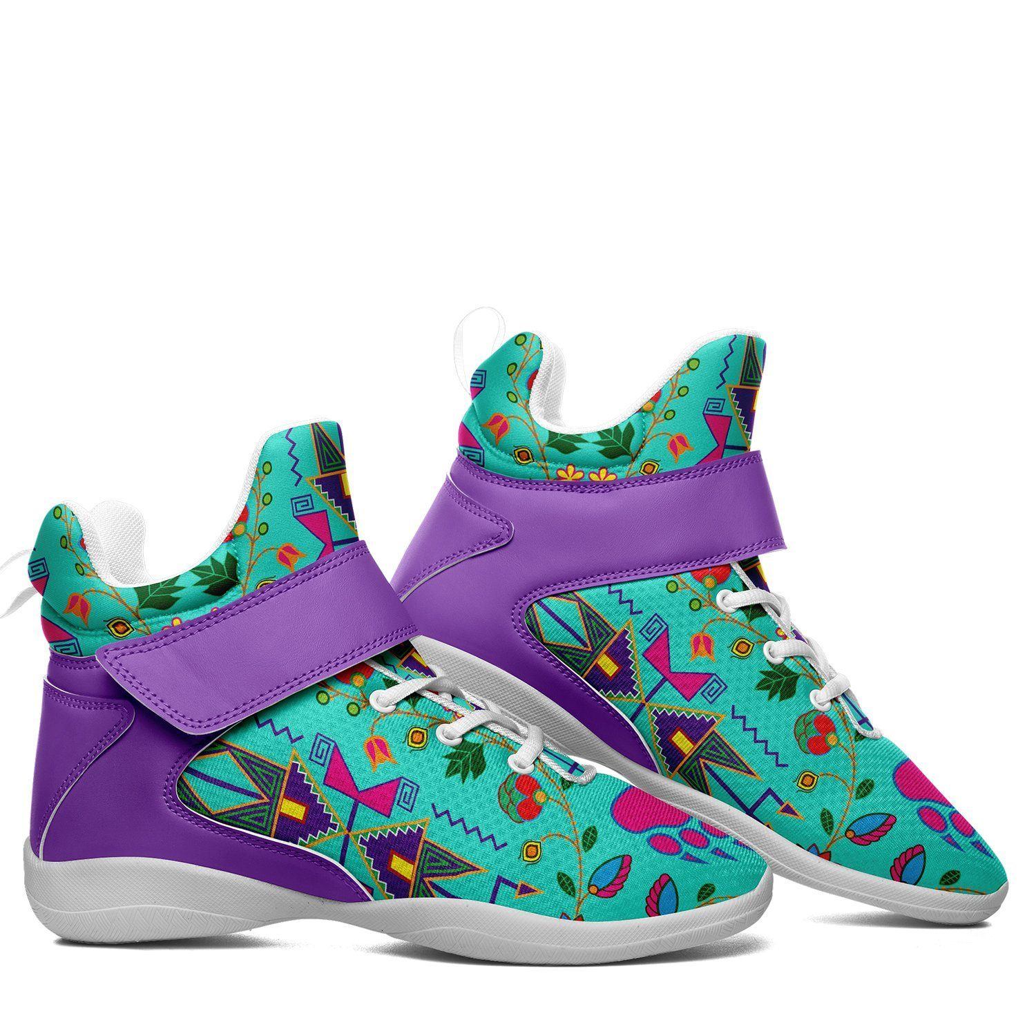 Geometric Floral Fall Sky Kid's Ipottaa Basketball / Sport High Top Shoes 49 Dzine
