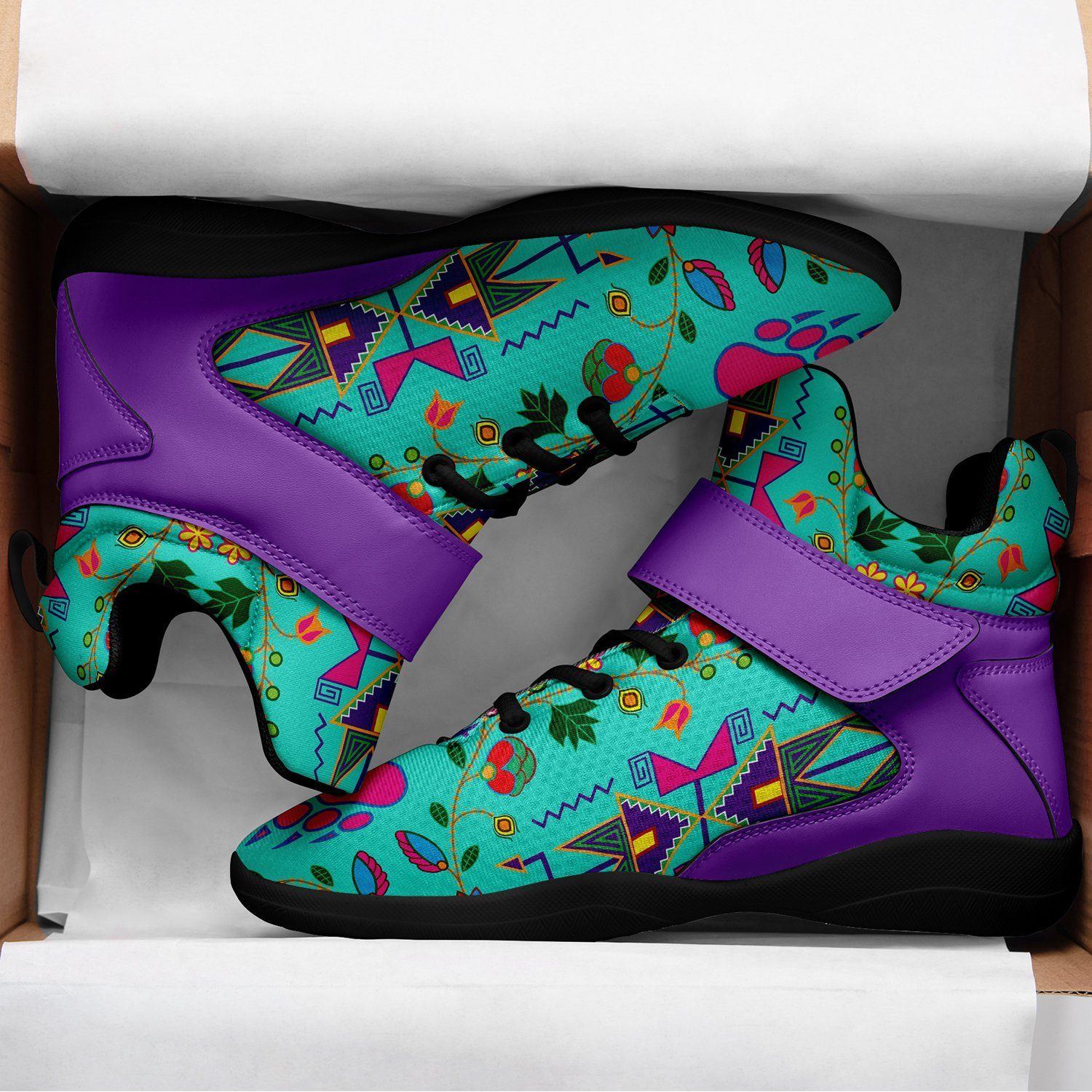 Geometric Floral Fall Sky Kid's Ipottaa Basketball / Sport High Top Shoes 49 Dzine