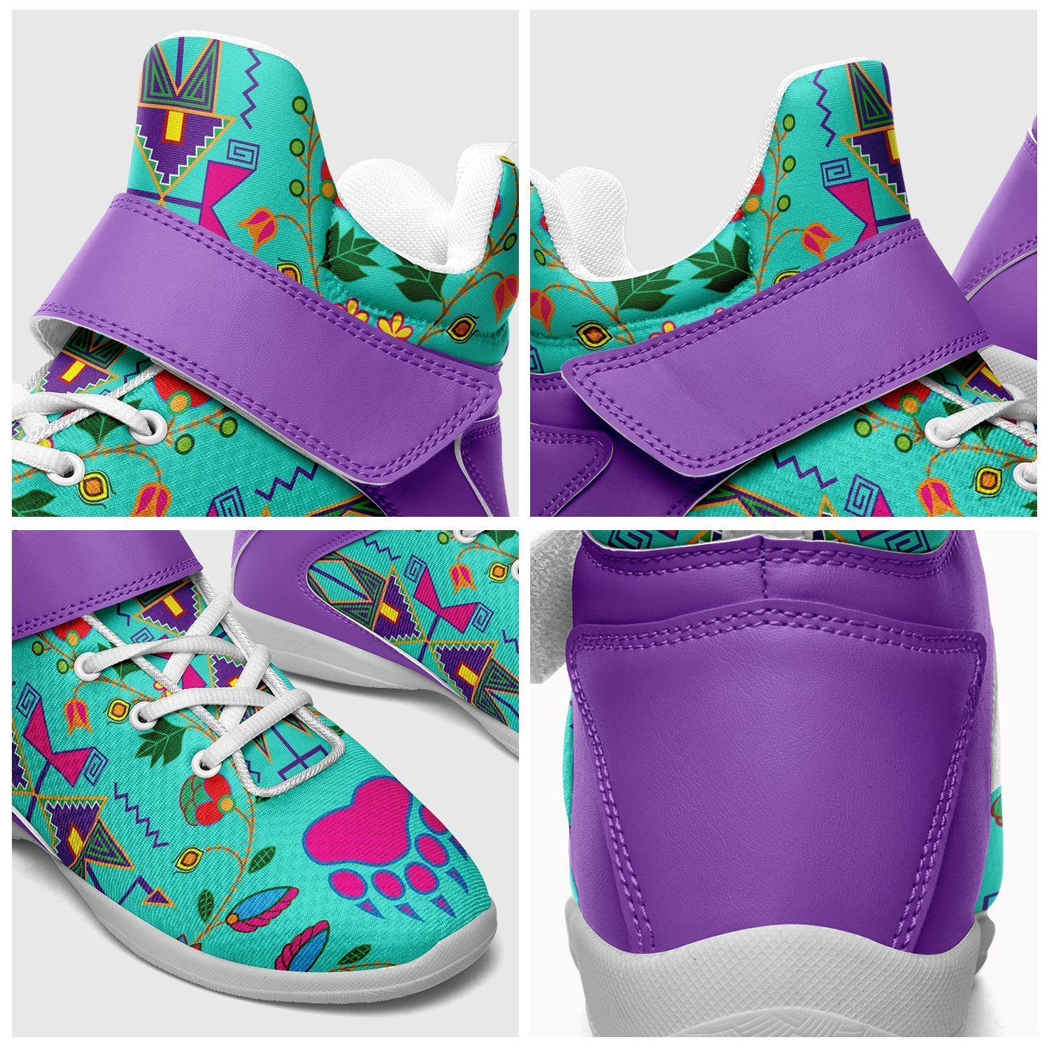 Geometric Floral Fall Sky Kid's Ipottaa Basketball / Sport High Top Shoes 49 Dzine