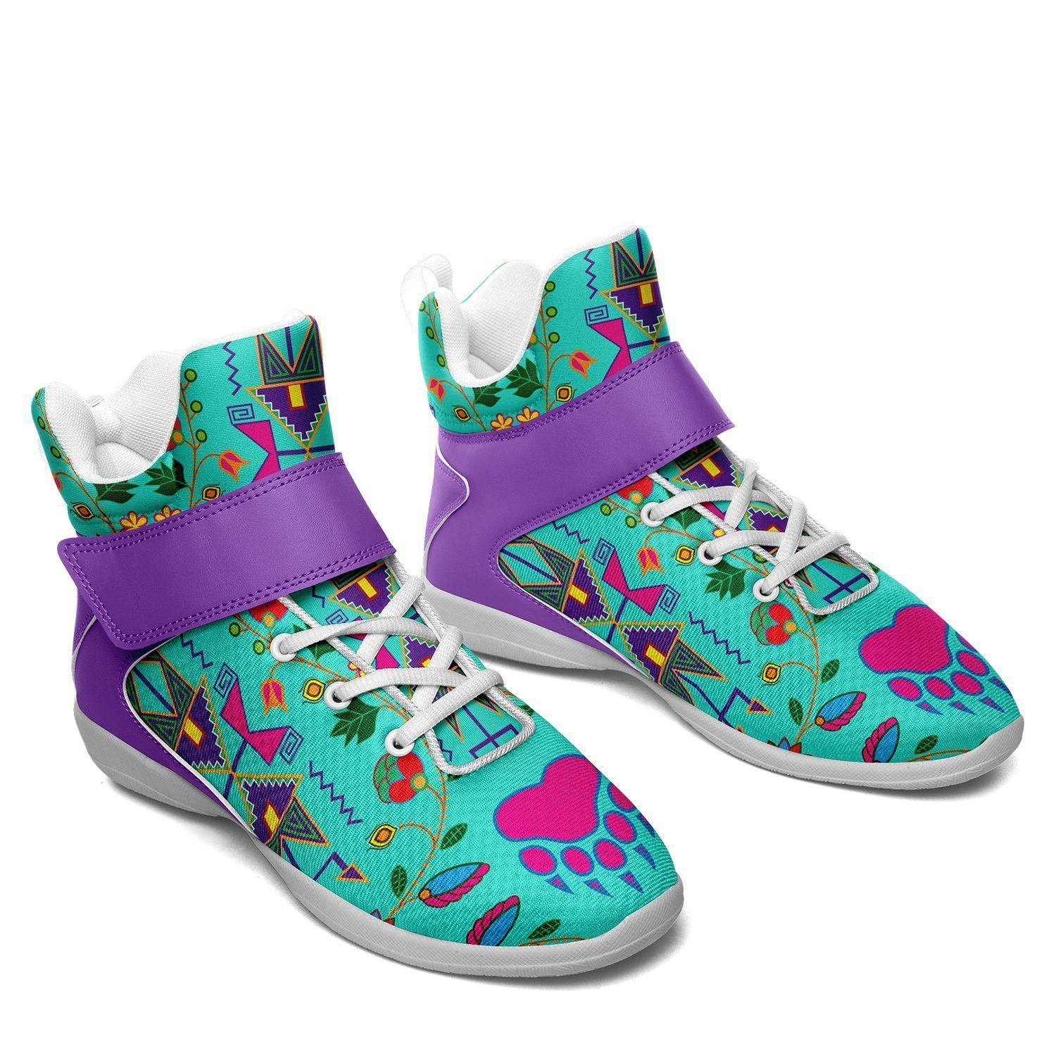 Geometric Floral Fall Sky Kid's Ipottaa Basketball / Sport High Top Shoes 49 Dzine