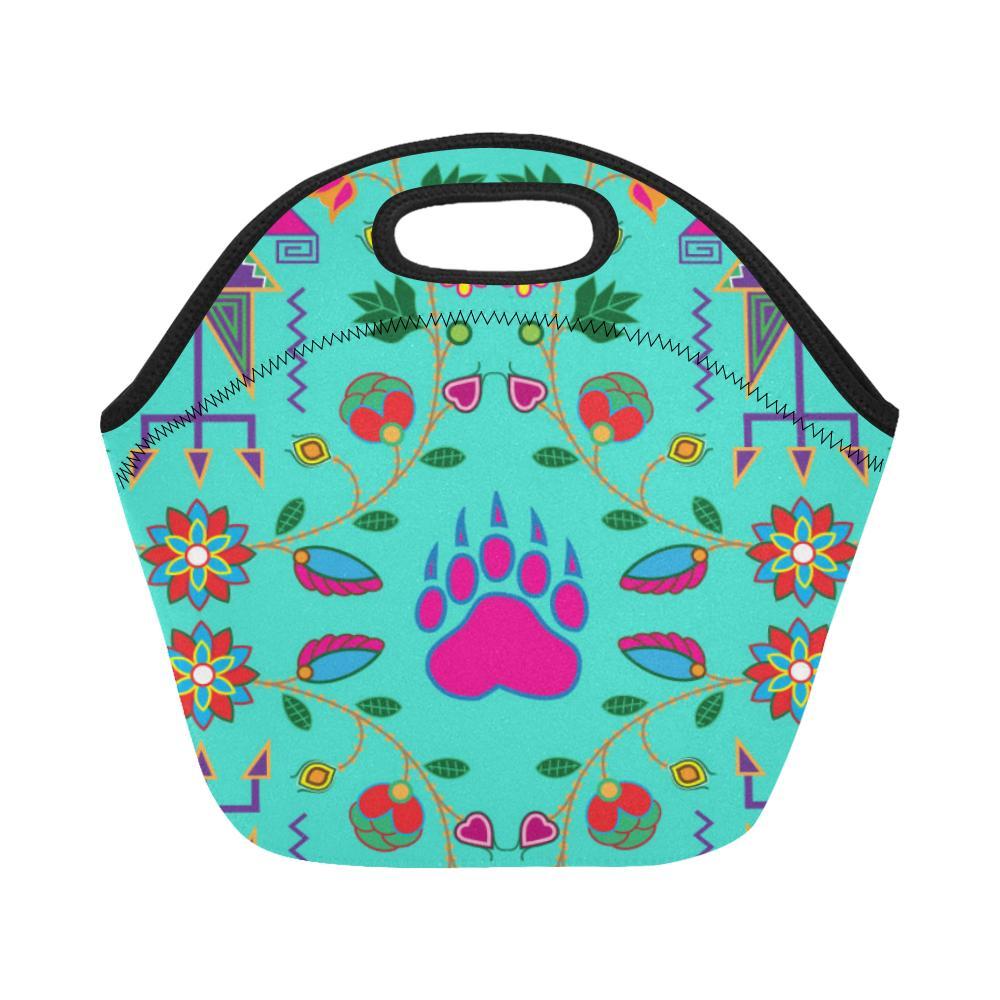 Geometric Floral Fall-Sky Neoprene Lunch Bag/Small (Model 1669) Neoprene Lunch Bag/Small (1669) e-joyer