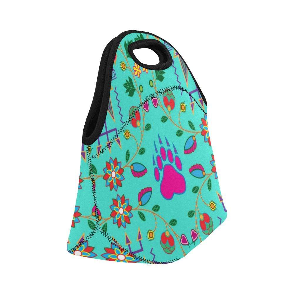 Geometric Floral Fall-Sky Neoprene Lunch Bag/Small (Model 1669) Neoprene Lunch Bag/Small (1669) e-joyer