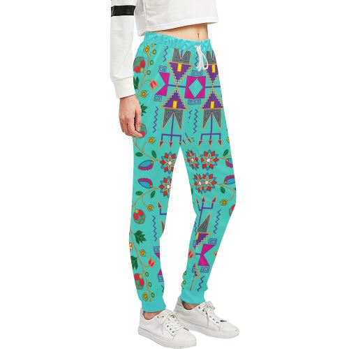 Geometric Floral Fall-Sky Women's All Over Print Sweatpants (Model L11) Women's All Over Print Sweatpants (L11) e-joyer