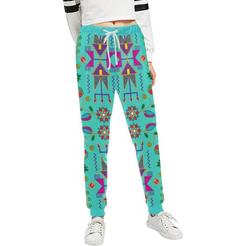Geometric Floral Fall-Sky Women's All Over Print Sweatpants (Model L11) Women's All Over Print Sweatpants (L11) e-joyer