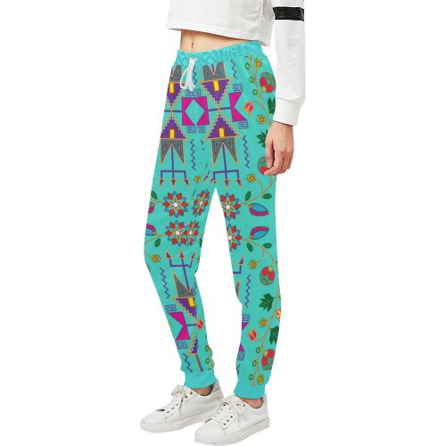 Geometric Floral Fall-Sky Women's All Over Print Sweatpants (Model L11) Women's All Over Print Sweatpants (L11) e-joyer