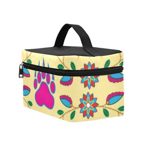 Geometric Floral Fall-Vanilla Cosmetic Bag/Large (Model 1658) Cosmetic Bag e-joyer