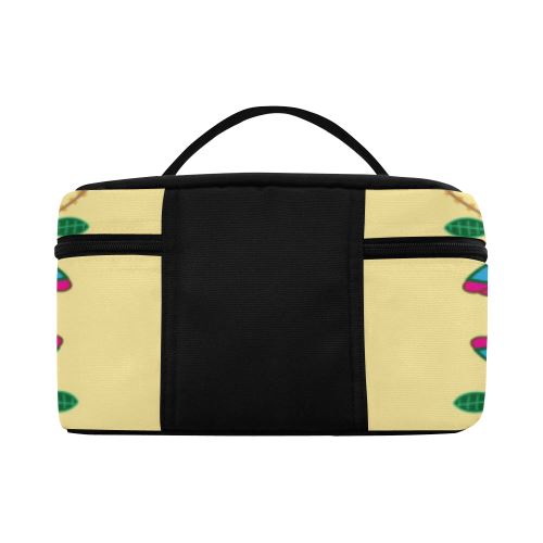 Geometric Floral Fall-Vanilla Cosmetic Bag/Large (Model 1658) Cosmetic Bag e-joyer