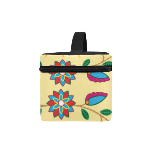 Geometric Floral Fall-Vanilla Cosmetic Bag/Large (Model 1658) Cosmetic Bag e-joyer