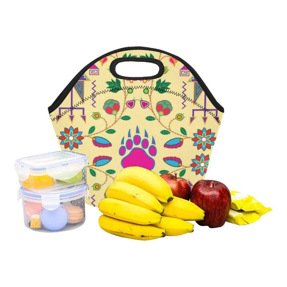 Geometric Floral Fall-Vanilla Neoprene Lunch Bag/Small (Model 1669) Neoprene Lunch Bag/Small (1669) e-joyer