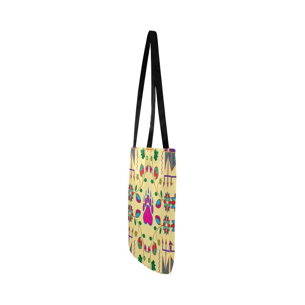 Geometric Floral Fall-Vanilla Reusable Shopping Bag Model 1660 (Two sides) Shopping Tote Bag (1660) e-joyer