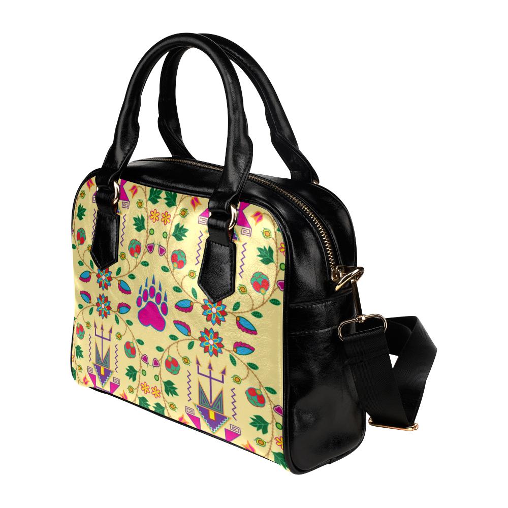 Geometric Floral Fall-Vanilla Shoulder Handbag (Model 1634) Shoulder Handbags (1634) e-joyer