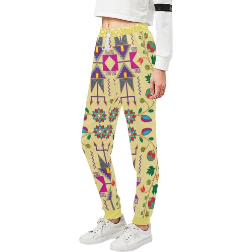 Geometric Floral Fall-Vanilla Women's All Over Print Sweatpants (Model L11) Women's All Over Print Sweatpants (L11) e-joyer