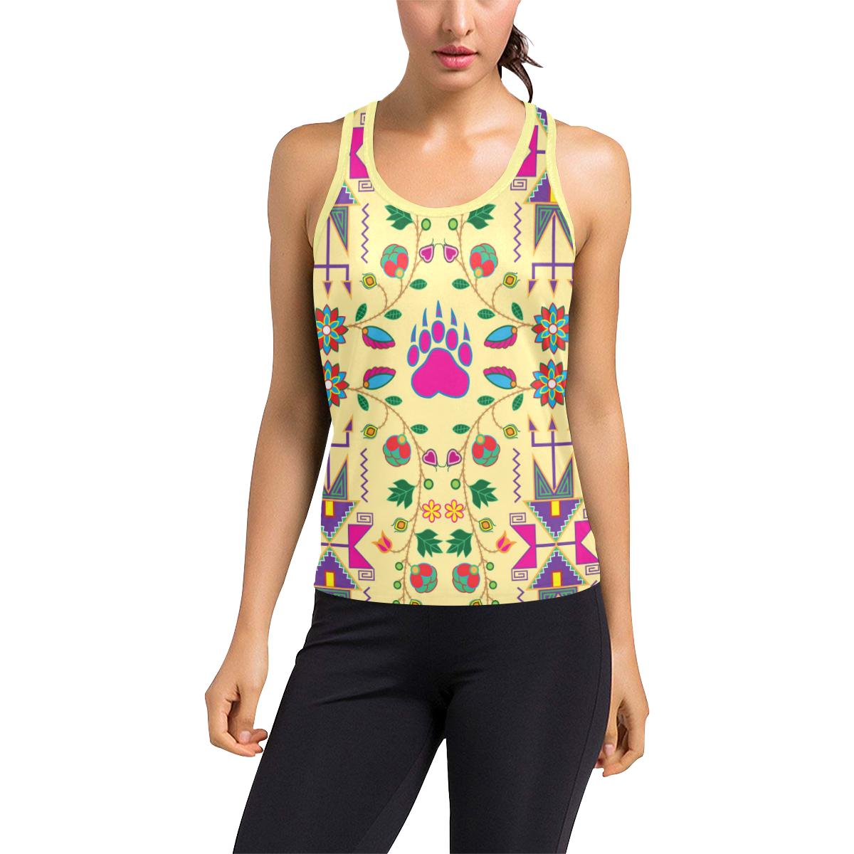 Geometric Floral Fall-Vanilla Women's Racerback Tank Top (Model T60) Racerback Tank Top (T60) e-joyer