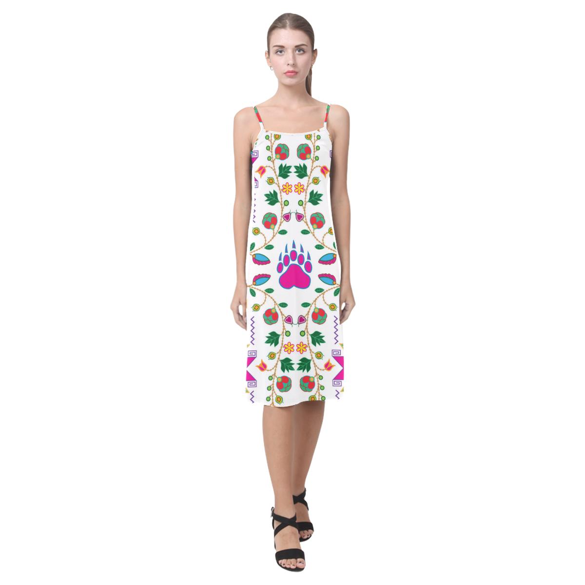 Geometric Floral Fall - White Alcestis Slip Dress (Model D05) Alcestis Slip Dress (D05) e-joyer