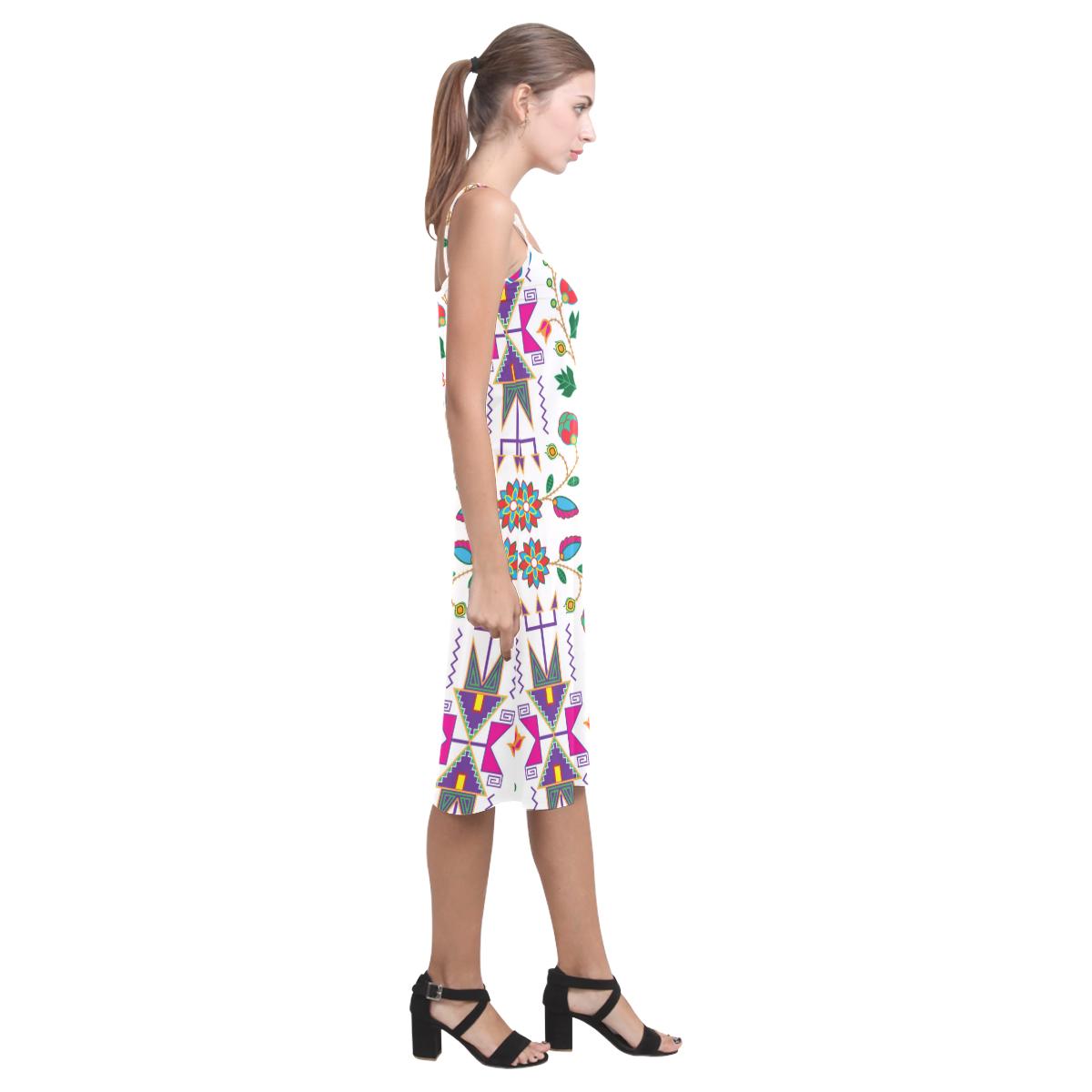Geometric Floral Fall - White Alcestis Slip Dress (Model D05) Alcestis Slip Dress (D05) e-joyer