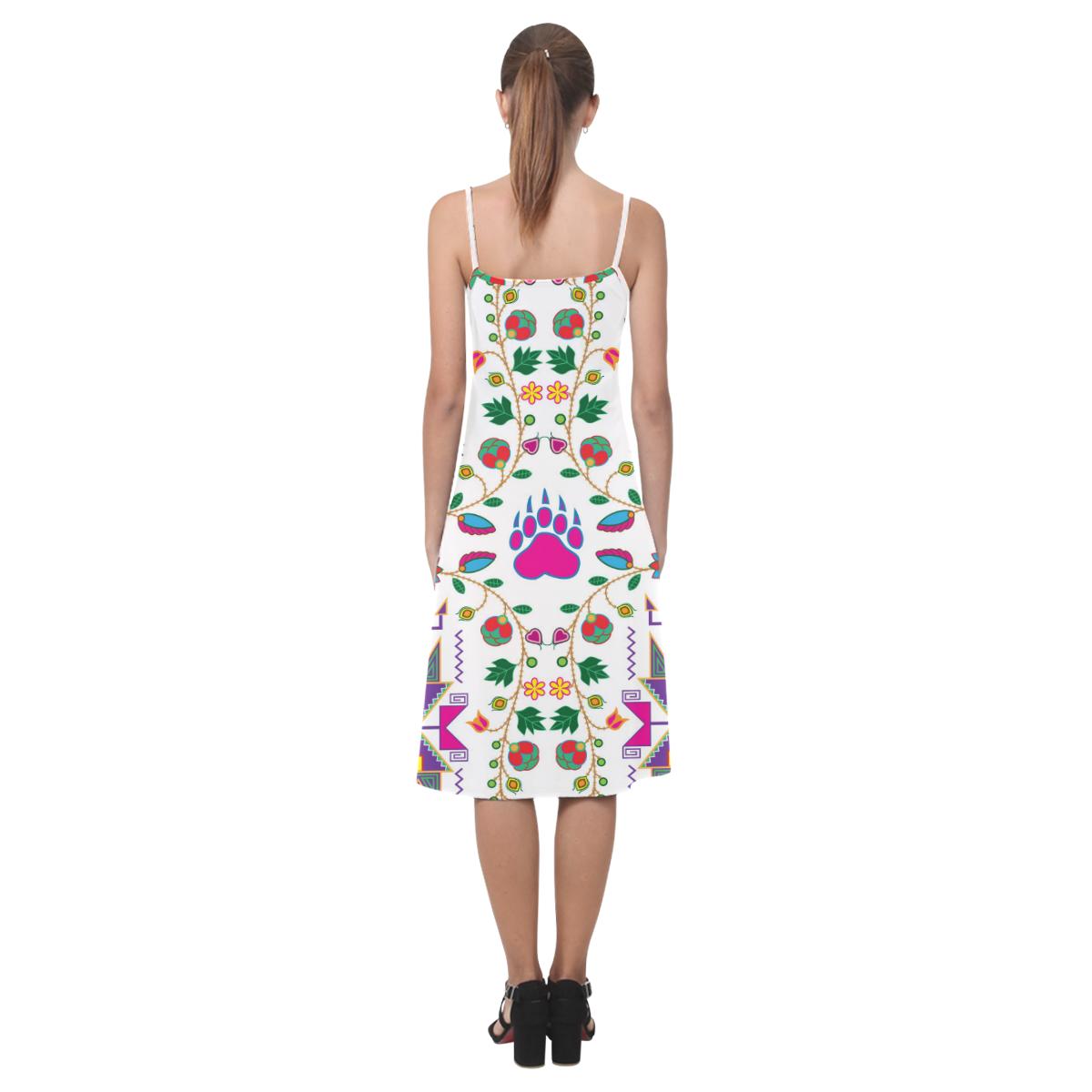 Geometric Floral Fall - White Alcestis Slip Dress (Model D05) Alcestis Slip Dress (D05) e-joyer