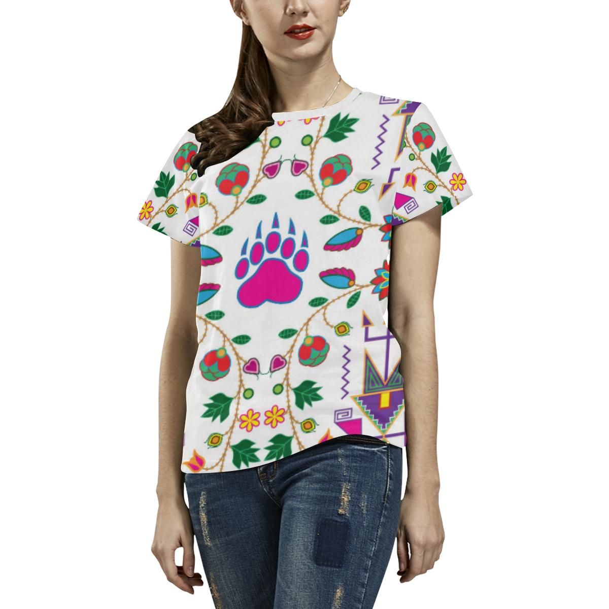 Geometric Floral Fall-White All Over Print T-shirt for Women/Large Size (USA Size) (Model T40) All Over Print T-Shirt for Women/Large (T40) e-joyer