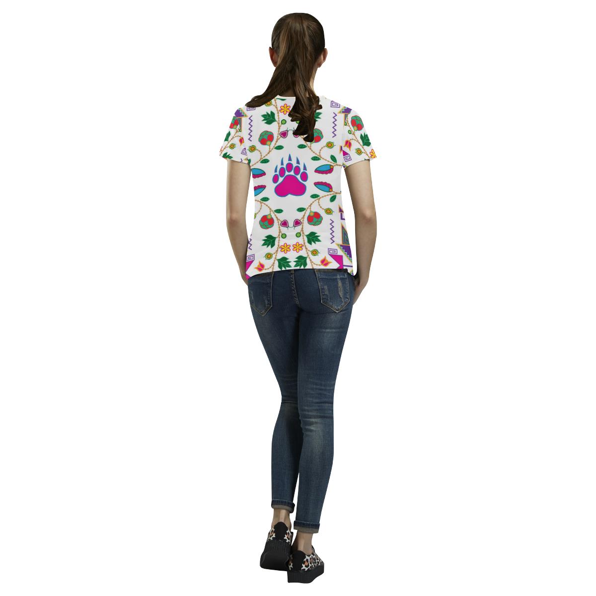 Geometric Floral Fall-White All Over Print T-shirt for Women/Large Size (USA Size) (Model T40) All Over Print T-Shirt for Women/Large (T40) e-joyer