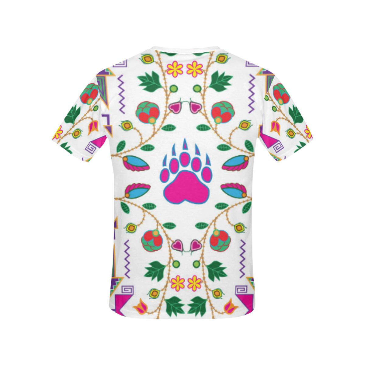 Geometric Floral Fall-White All Over Print T-shirt for Women/Large Size (USA Size) (Model T40) All Over Print T-Shirt for Women/Large (T40) e-joyer